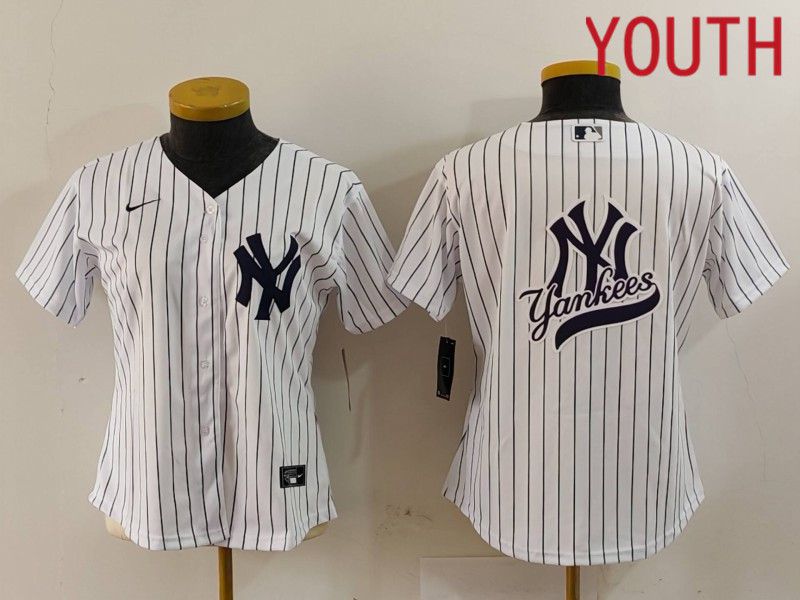 Youth New York Yankees Blank White stripe Game 2024 Nike MLB Jersey style 10->youth mlb jersey->Youth Jersey